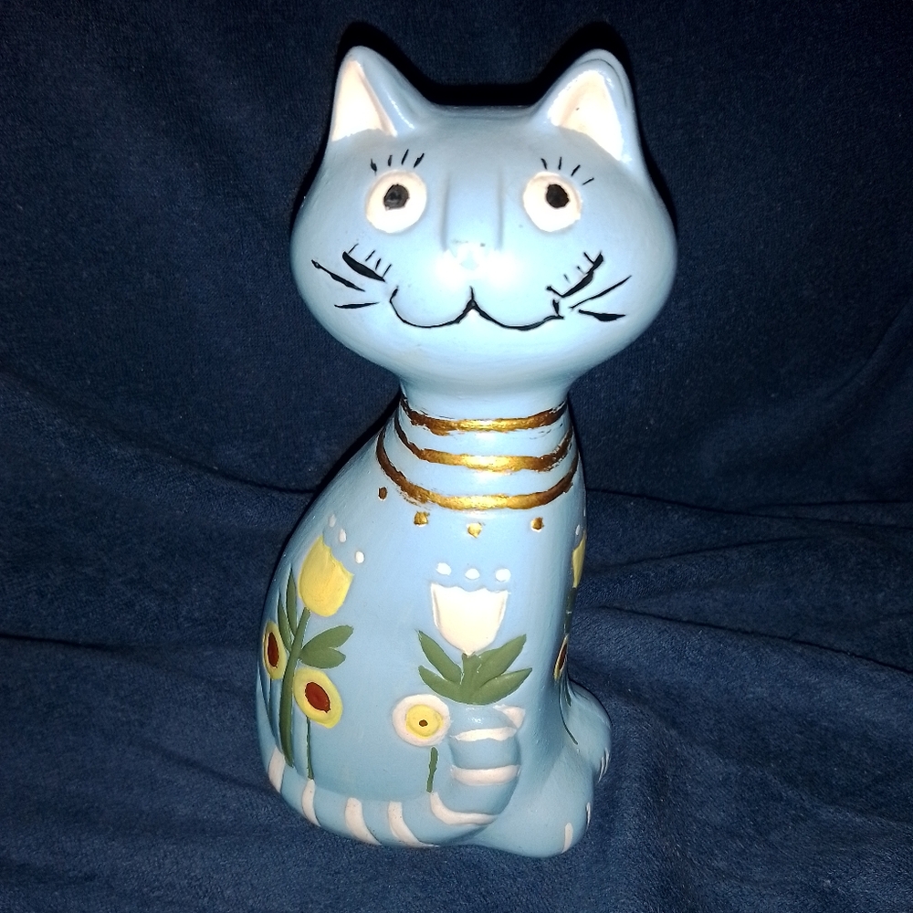 Hand Painted Blue Cat Hobbiet Figurine